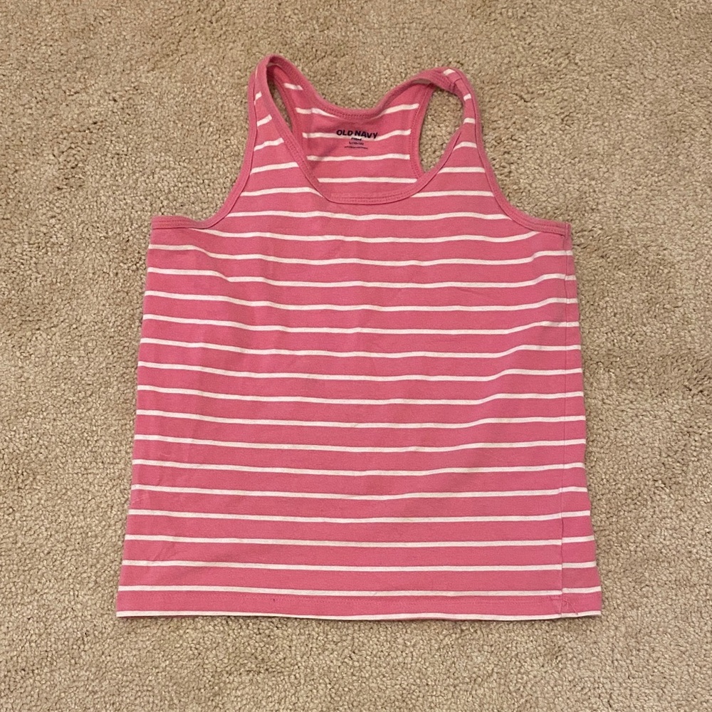 Old Navy Pink and White Striped Tank Top